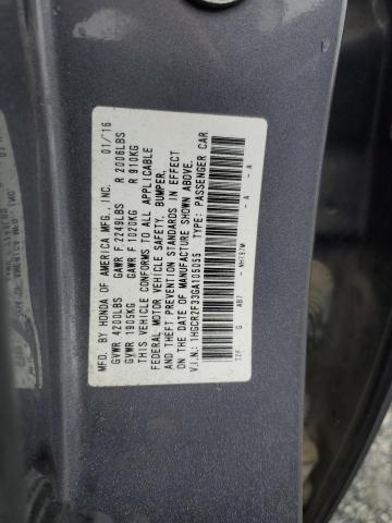 1HGCR2F33GA105055 - 2016 HONDA ACCORD LX GRAY photo 12