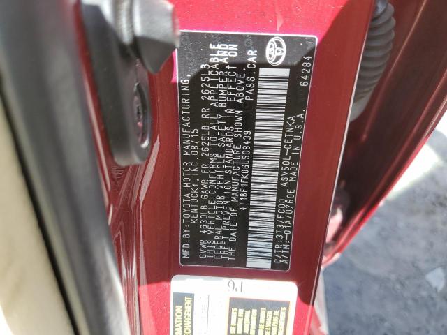 4T1BF1FK0GU508439 - 2016 TOYOTA CAMRY LE BURGUNDY photo 12