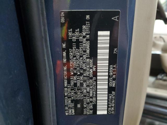 5TDBT44A15S236719 - 2005 TOYOTA SEQUOIA SR5 BLUE photo 13