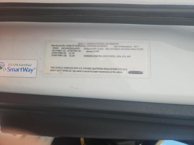 3AKJHHDR0JSJJ0791 - 2018 FREIGHTLINER CASCADIA 1 Biały zdjęcie 10