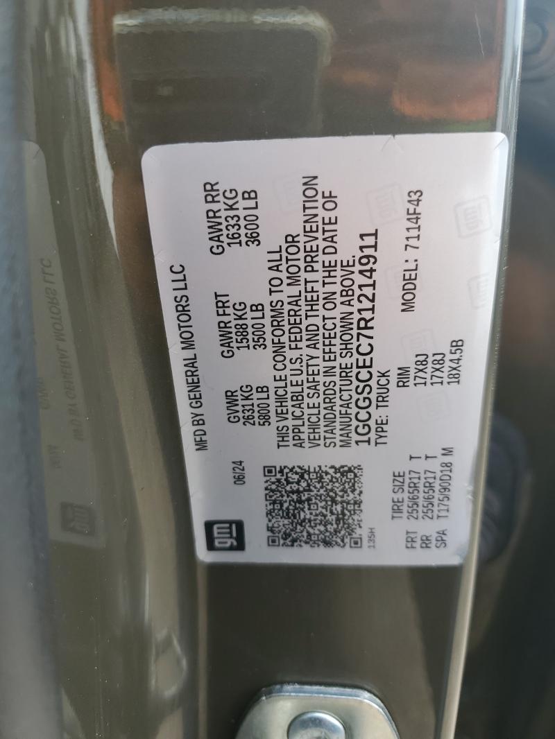 1GCGSCEC7R1214911 - 2024 CHEVROLET COLORADO LT BROWN photo 12