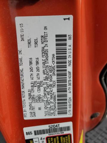 5TFSZ5ANXGX008677 - 2016 TOYOTA TACOMA ACCESS CAB ORANGE photo 12