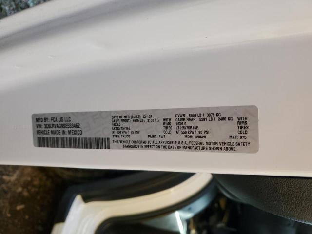 3C6LRVAG9SE533462 - 2025 RAM PROMASTER 1500 STANDARD Biały zdjęcie 13