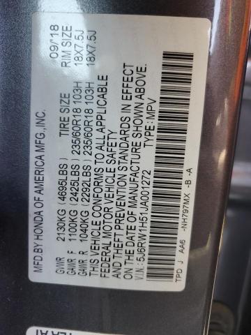 5J6RW1H51JA001272 - 2018 HONDA CR-V EX GRAY photo 13