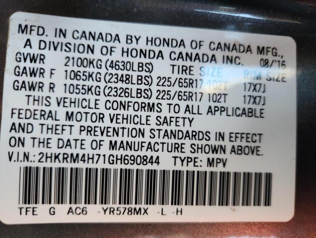 2HKRM4H71GH690844 - 2016 HONDA CR-V EXL GRAY photo 14