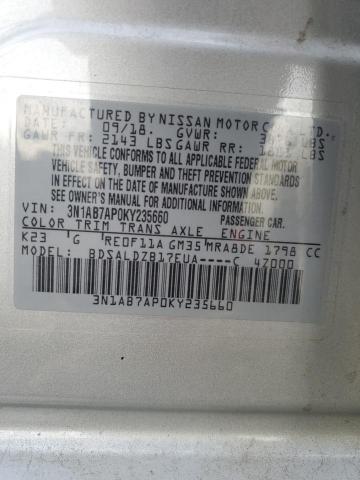 3N1AB7AP0KY235660 - 2019 NISSAN SENTRA S Silber Foto 13