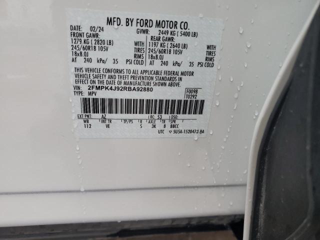 2FMPK4J92RBA92880 - 2024 FORD EDGE SEL 白色 照片 13