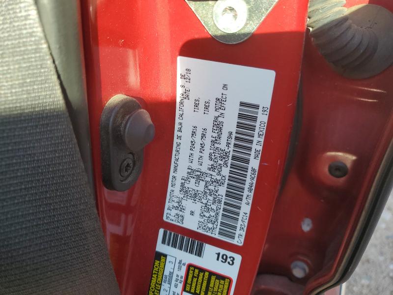 3TMCZ5AN9KM218013 - 2019 TOYOTA TACOMA DOUBLE CAB Красный фото 12