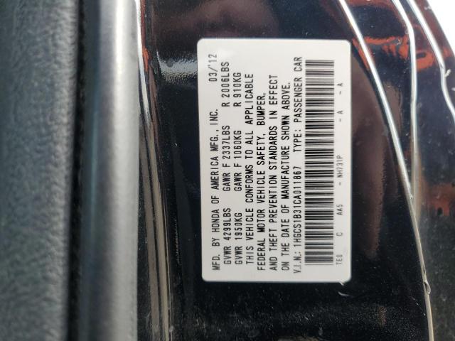 1HGCS1B31CA011867 - 2012 HONDA ACCORD LX BLACK photo 13