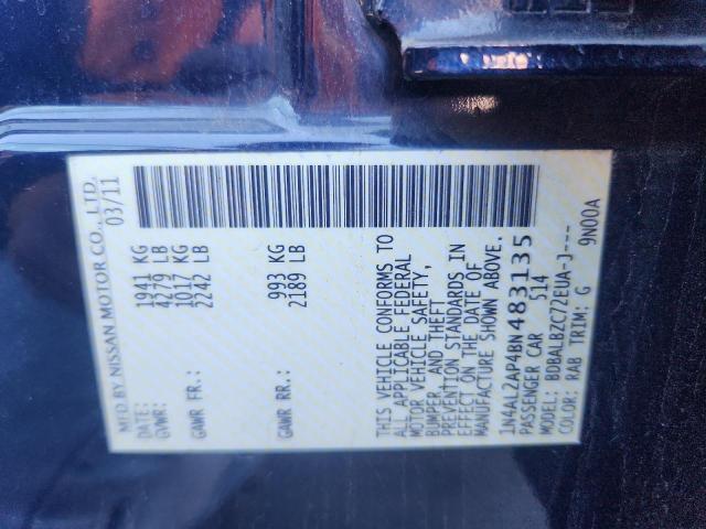 1N4AL2AP4BN483135 - 2011 NISSAN ALTIMA BASE BLUE photo 12