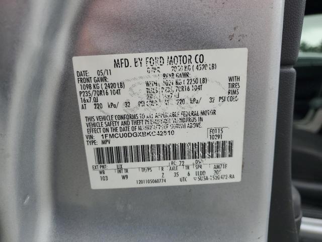 1FMCU0DGXBKC42810 - 2011 FORD ESCAPE XLT SILVER photo 13