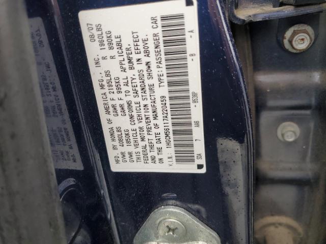 1HGCM56117A220459 - 2007 HONDA ACCORD VALUE BLUE photo 12