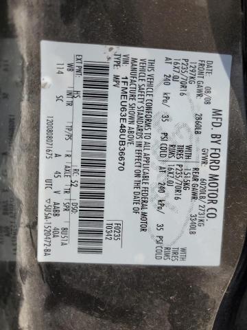 1FMEU63E48UB36670 - 2008 FORD EXPLORER XLT Grafitowy zdjęcie 12