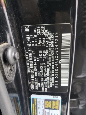 5XYKU4A22DG347219 - 2013 KIA SORENTO EX შავი ფოტო 13