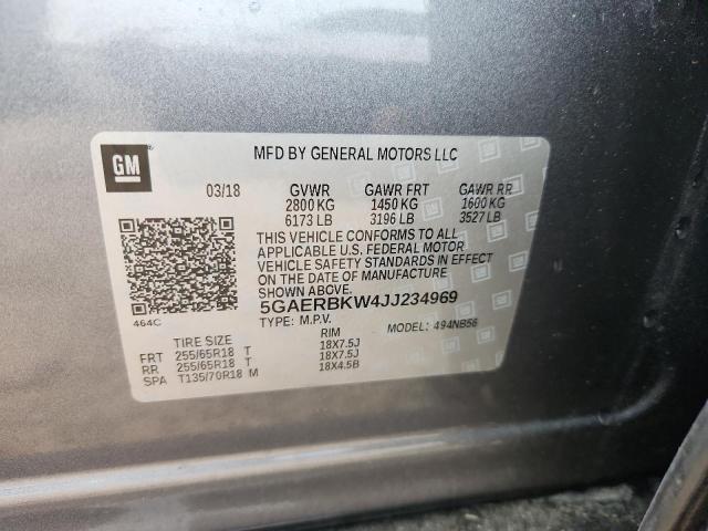 5GAERBKW4JJ234969 - 2018 BUICK ENCLAVE ESSENCE GRAY photo 13