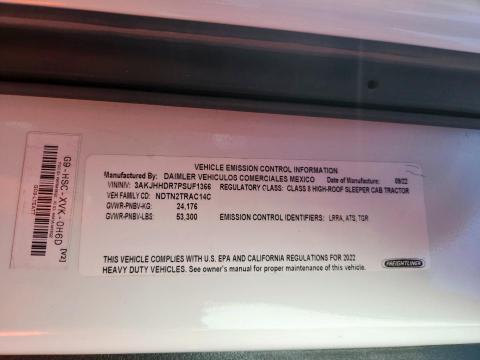 3AKJHHDR7PSUF1366 - 2023 FREIGHTLINER CASCADIA 1 WHITE photo 10