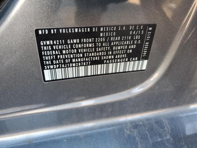 3VWDP7AJ1DM287877 - 2013 VOLKSWAGEN JETTA SE GRAY photo 12