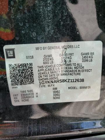 1GYKNARS8KZ112638 - 2019 CADILLAC XT5 黑色 照片 13