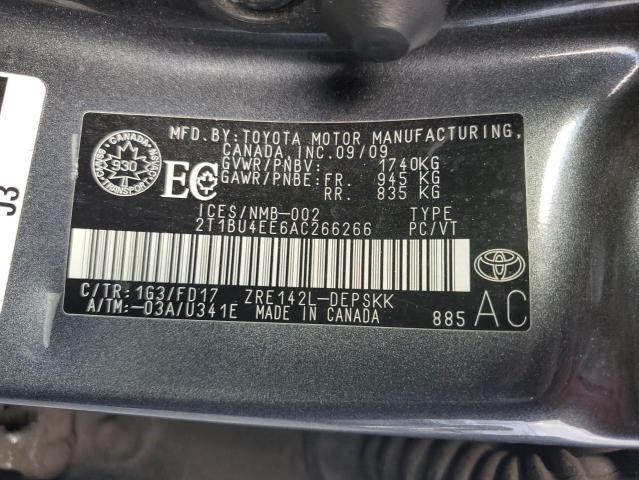 2T1BU4EE6AC266266 - 2010 TOYOTA COROLLA BASE CHARCOAL photo 13