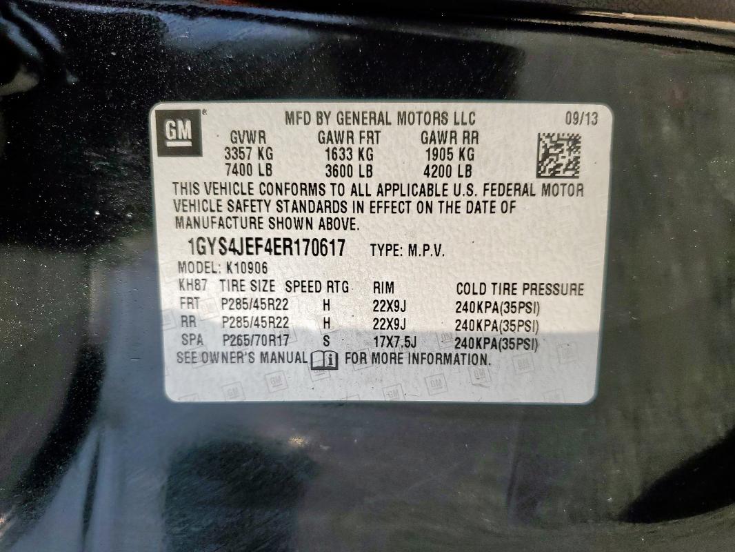 1GYS4JEF4ER170617 - 2014 CADILLAC ESCALADE ESV PREMIUM 黑色 照片 13
