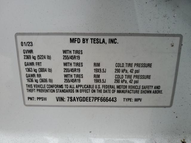 7SAYGDEE7PF666443 - 2023 TESLA MODEL Y თეთრი ფოტო 12