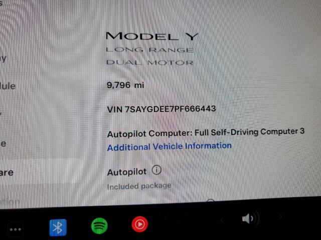 7SAYGDEE7PF666443 - 2023 TESLA MODEL Y თეთრი ფოტო 9