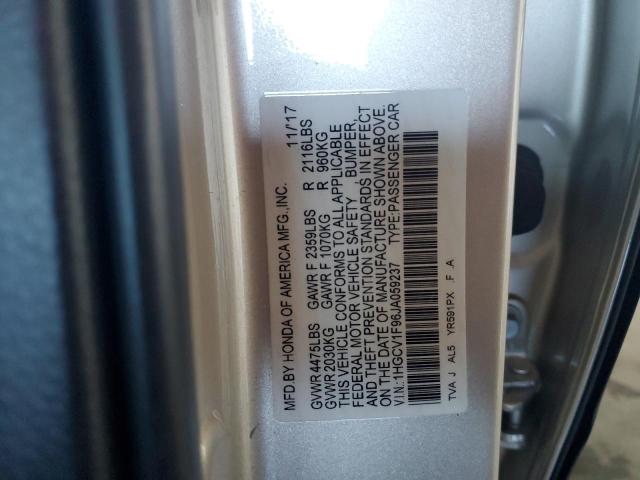 1HGCV1F96JA059237 - 2018 HONDA ACCORD TOURING GOLD photo 12