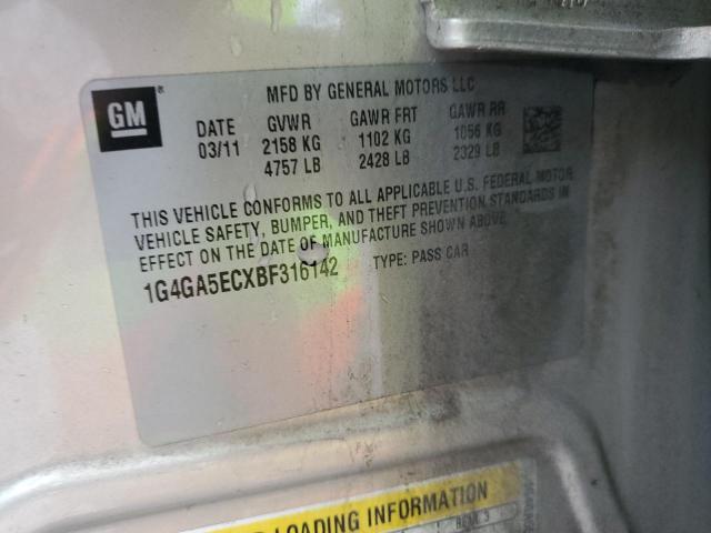 1G4GA5ECXBF316142 - 2011 BUICK LACROSSE CX Złoty zdjęcie 12