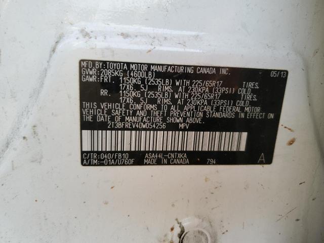 2T3BFREV4DW054256 - 2013 TOYOTA RAV4 LE WHITE photo 13