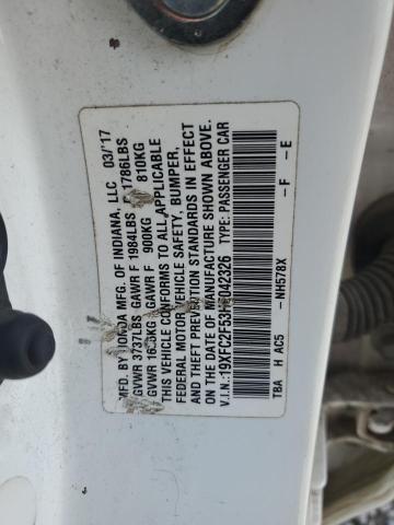 19XFC2F53HE042326 - 2017 HONDA CIVIC LX 白色 照片 12