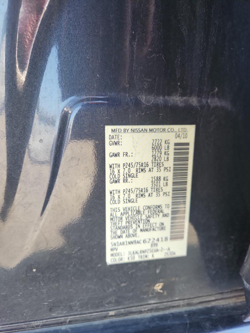 5N1AR1NN9AC622418 - 2010 NISSAN PATHFINDER S Boz foto 12