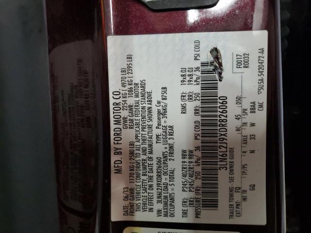 3LN6L2J9XDR826060 - 2013 LINCOLN MKZ BURGUNDY photo 14