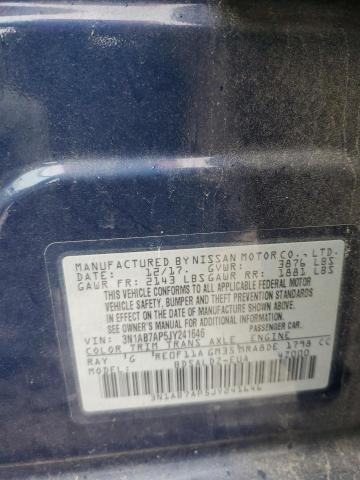 3N1AB7AP5JY241646 - 2018 NISSAN SENTRA S Көк фото 12