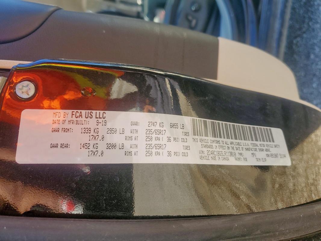 2C4RC1BG5LR113810 - 2020 CHRYSLER PACIFICA TOURING L BLACK photo 14