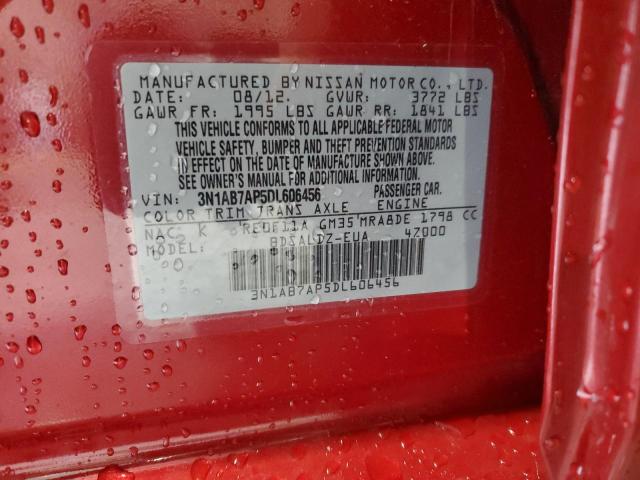 3N1AB7AP5DL606456 - 2013 NISSAN SENTRA S 红色 照片 12