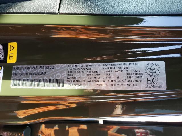 1C4HJXEMXMW598363 - 2021 JEEP WRANGLER U SAHARA GREEN photo 12