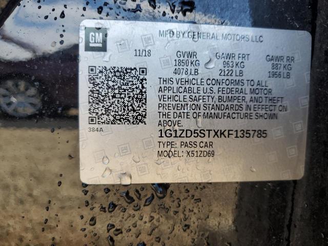 1G1ZD5STXKF135785 - 2019 CHEVROLET MALIBU LT Schwarz Foto 12