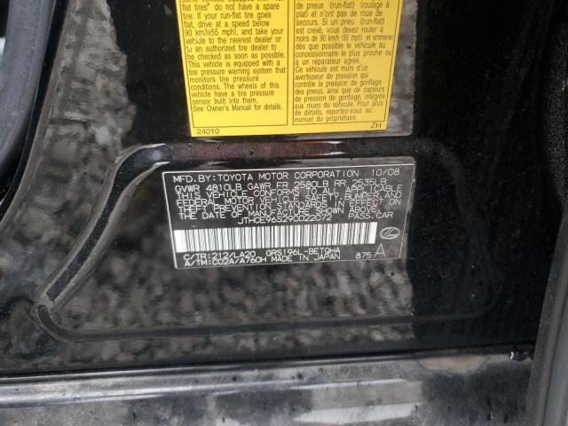 JTHCE96S290022072 - 2009 LEXUS GS 350 BLACK photo 12