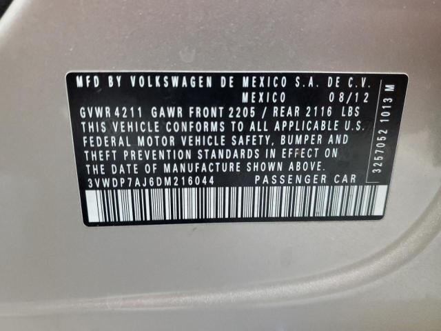 3VWDP7AJ6DM216044 - 2013 VOLKSWAGEN JETTA SE Bej foto 12