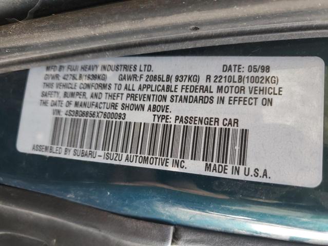 4S3BG6856X7600093 - 1999 SUBARU LEGACY OUTBACK მწვანე ფოტო 12