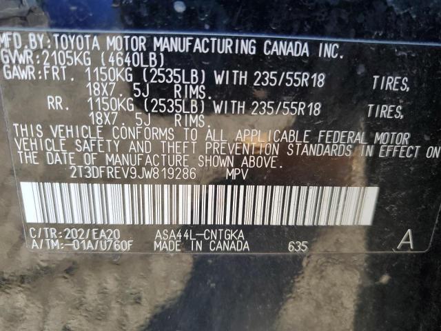 2T3DFREV9JW819286 - 2018 TOYOTA RAV4 LIMITED Qara foto 13