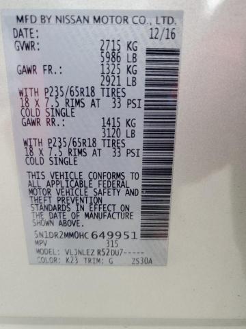 5N1DR2MM0HC649951 - 2017 NISSAN PATHFINDER S SILVER photo 13