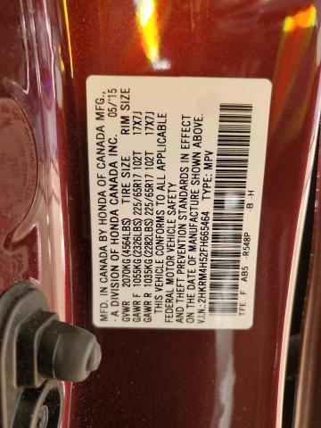 2HKRM4H52FH665464 - 2015 HONDA CR-V EX წითელი ფოტო 13