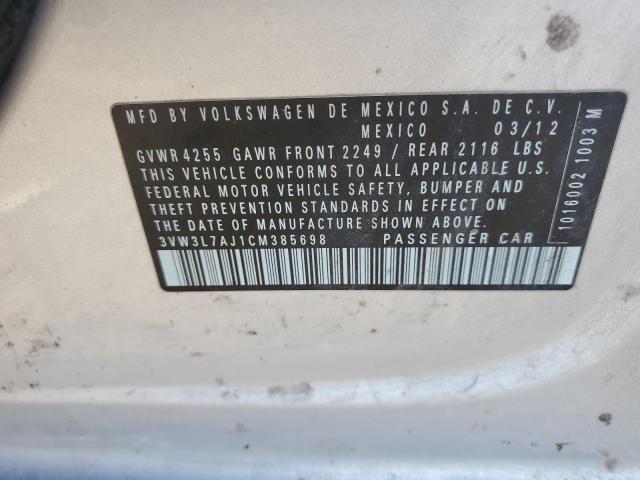 3VW3L7AJ1CM385698 - 2012 VOLKSWAGEN JETTA TDI SILVER photo 12