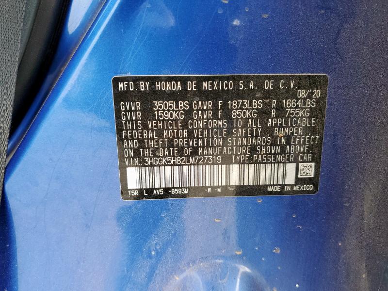 3HGGK5H82LM727319 - 2020 HONDA FIT EX ლურჯი ფოტო 13