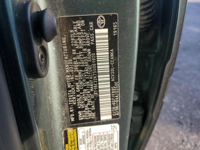 4T1BE32K75U061920 - 2005 TOYOTA CAMRY LE GREEN photo 12