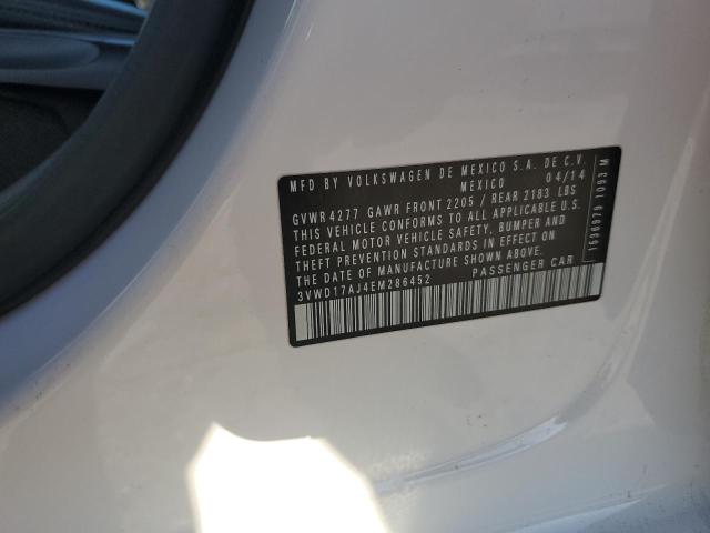 3VWD17AJ4EM286452 - 2014 VOLKSWAGEN JETTA SE თეთრი ფოტო 12