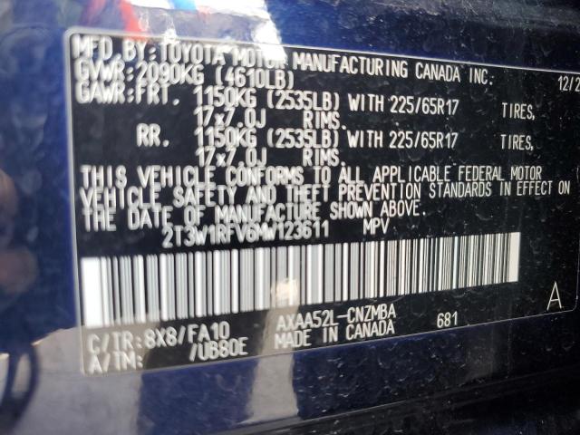 2T3W1RFV6MW123611 - 2021 TOYOTA RAV4 XLE BLUE photo 14