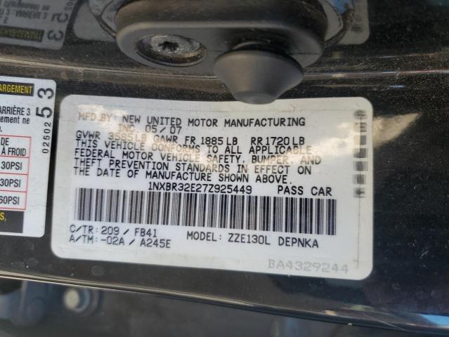 1NXBR32E27Z925449 - 2007 TOYOTA COROLLA CE Қара фото 12