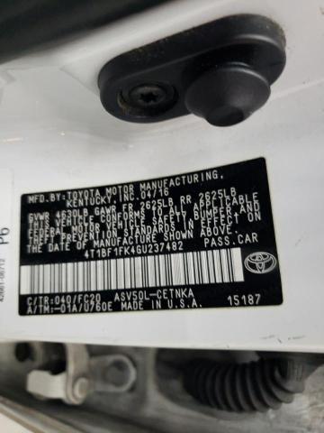 4T1BF1FK4GU237482 - 2016 TOYOTA CAMRY LE WHITE photo 12